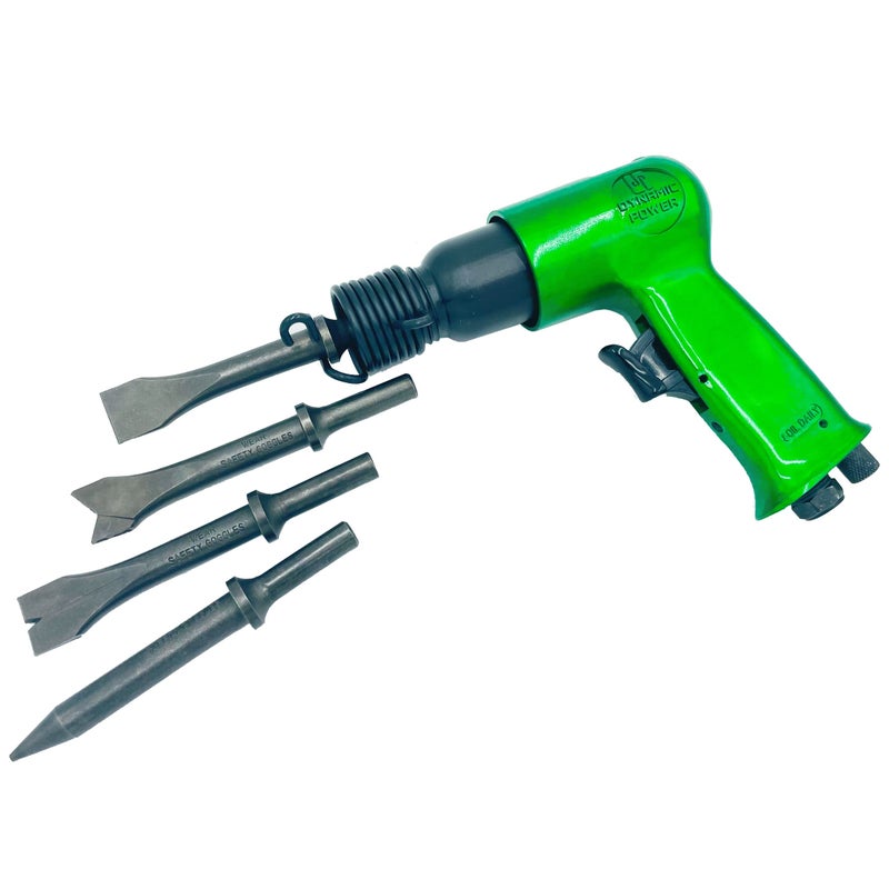 DYNAMIC POWER Short Barrel Air Hammer Kit with 4-Chisels, Alloyed steel barrel and heat-treated piston, 4500 bpm D319115-SA - Image 1